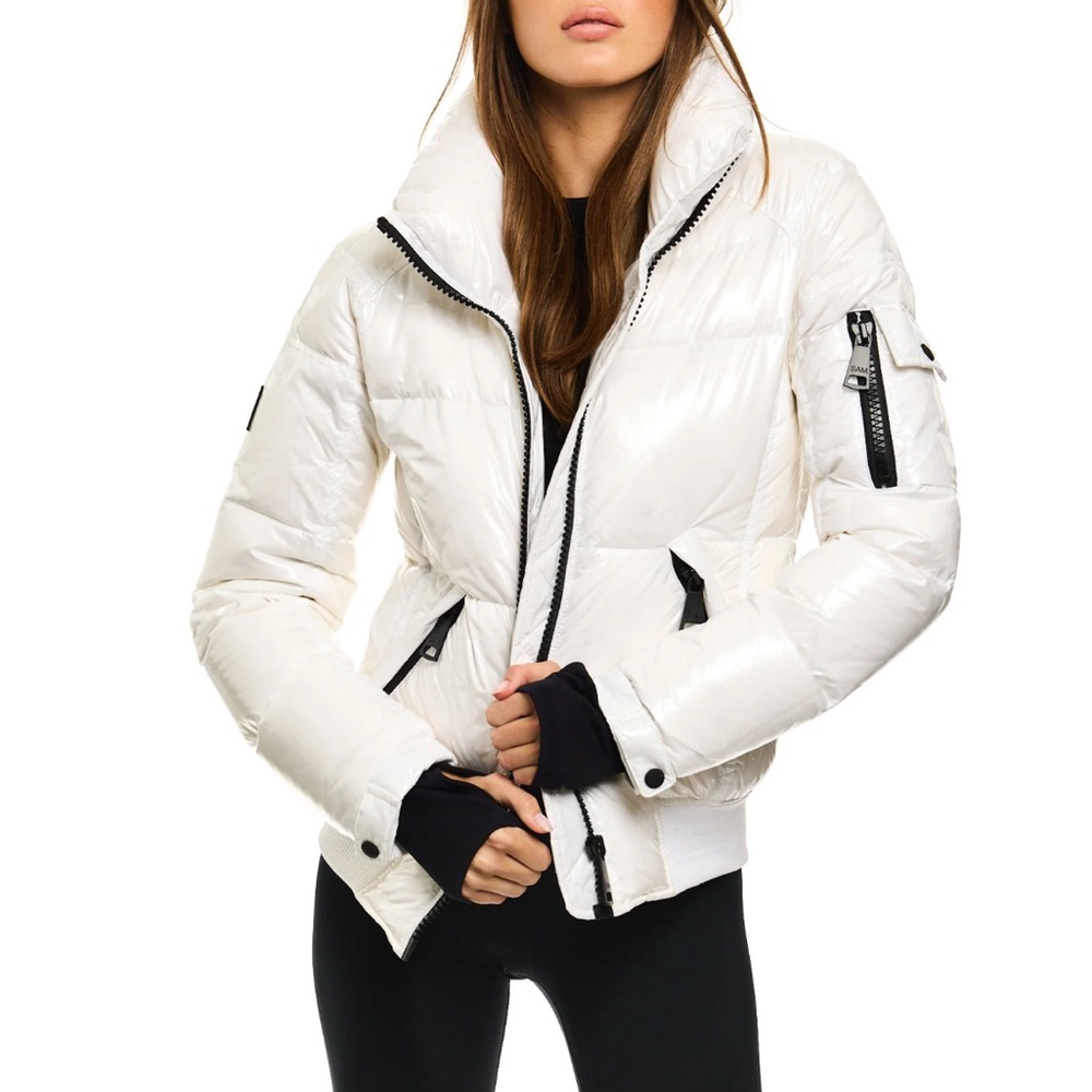 SAM. Freestyle bomber jacket in white. Size small. Mint condition!